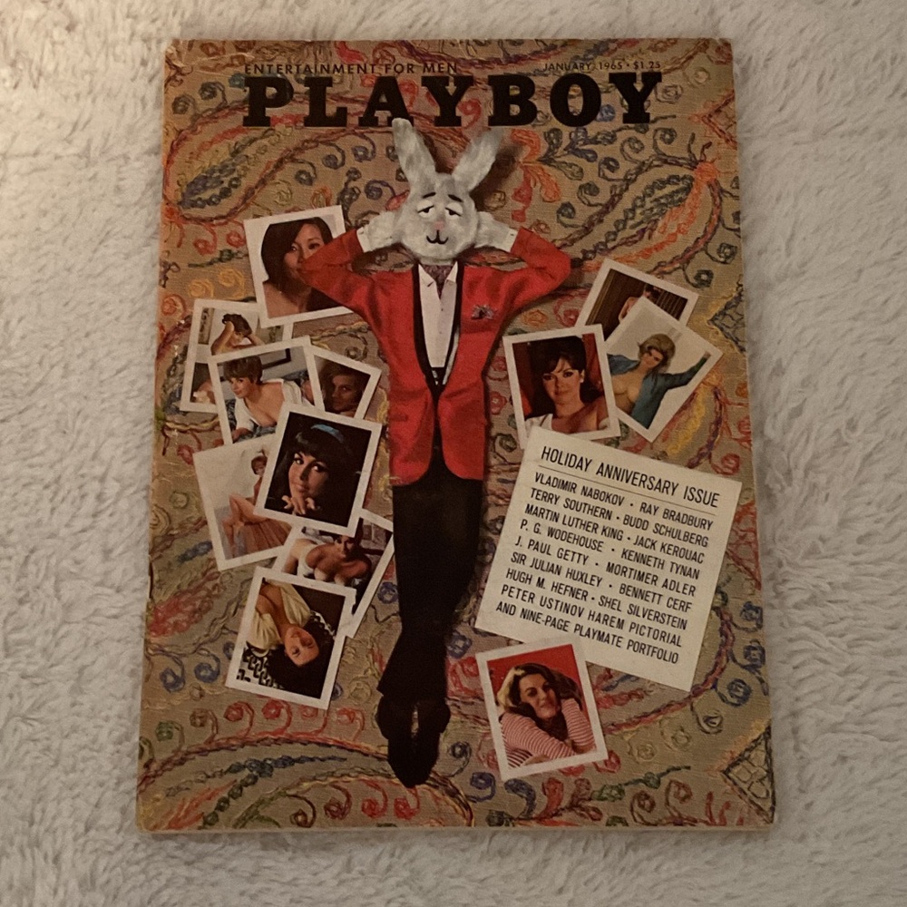 PLAYBOY cover with red jacket rabbit illustration